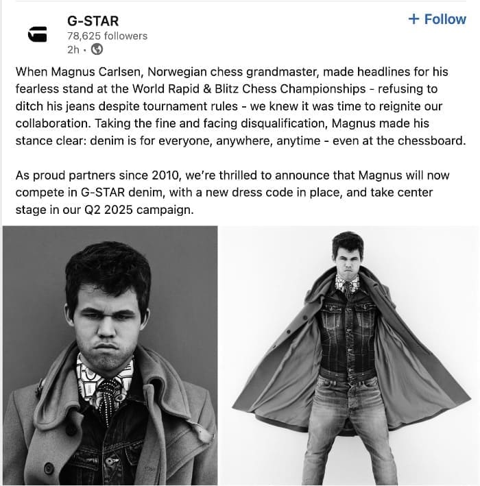 Магнус Карлсен джинсы Magnus Carlsen jeans G-STAR Raw